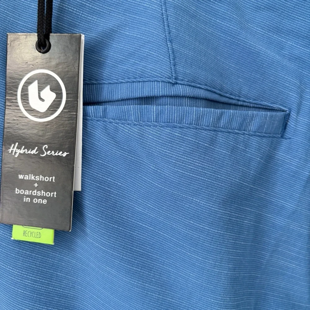 NWT Burnside Hybrid Walkshort+Boardshort Sz 33 Pockets Blue Golf Casual Beach